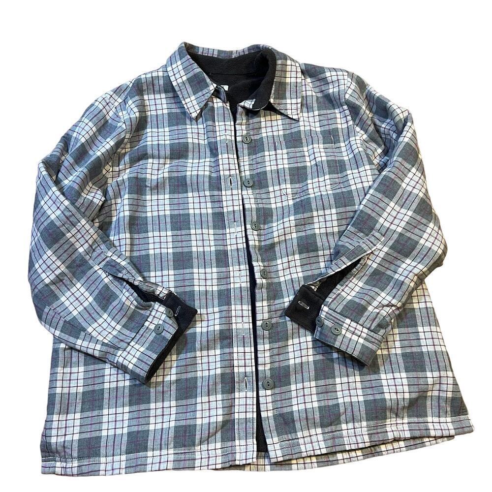 LL Bean Women's Sherpa-Lined Shacket Plaid Size Medium Petite Fleece Warm Comfy